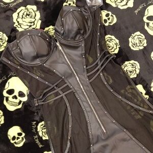 DOLLSKILL ROMA 1X BLACK LUST &LEATHER DRESS
